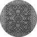 Round Machine Washable Oriental Gray Industrial Rug, wshurb2374gry