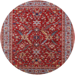 Round Mid-Century Modern Red Oriental Rug, urb2374