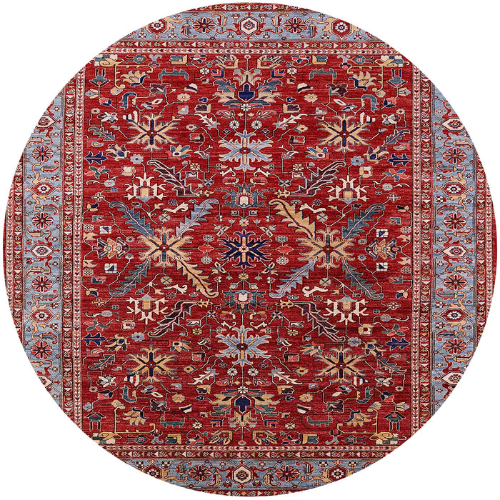 Round Mid-Century Modern Red Oriental Rug, urb2374