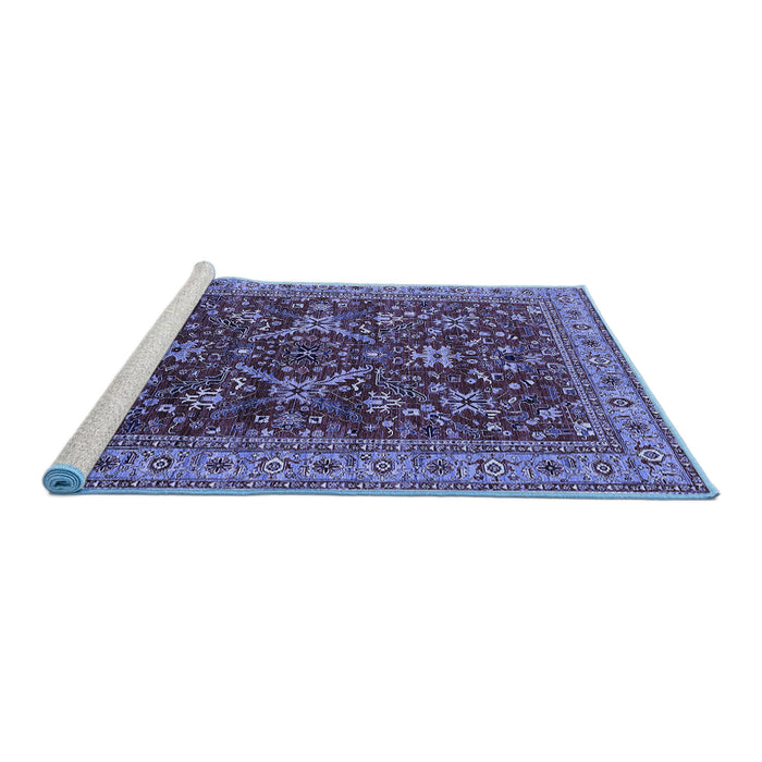 Sideview of Machine Washable Oriental Blue Industrial Rug, wshurb2374blu