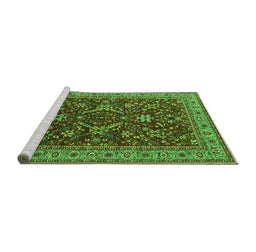 Sideview of Machine Washable Oriental Green Industrial Area Rugs, wshurb2374grn