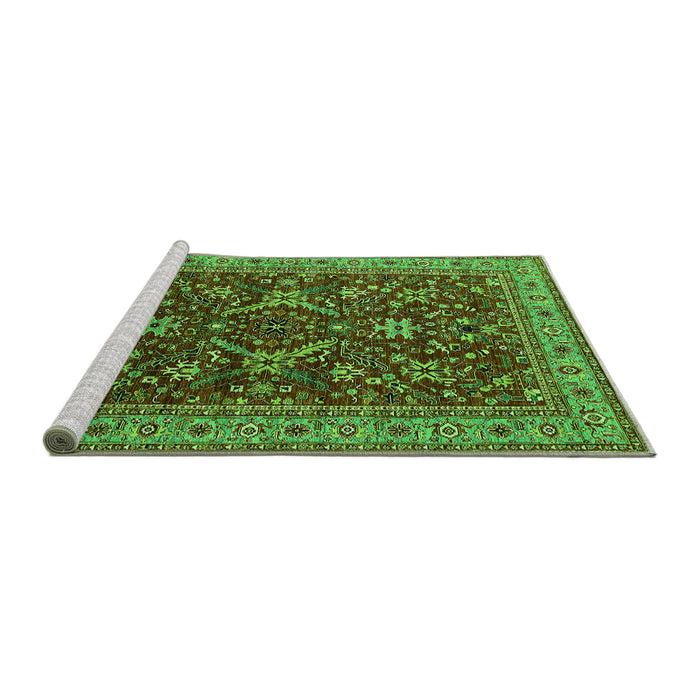 Sideview of Machine Washable Oriental Green Industrial Area Rugs, wshurb2374grn