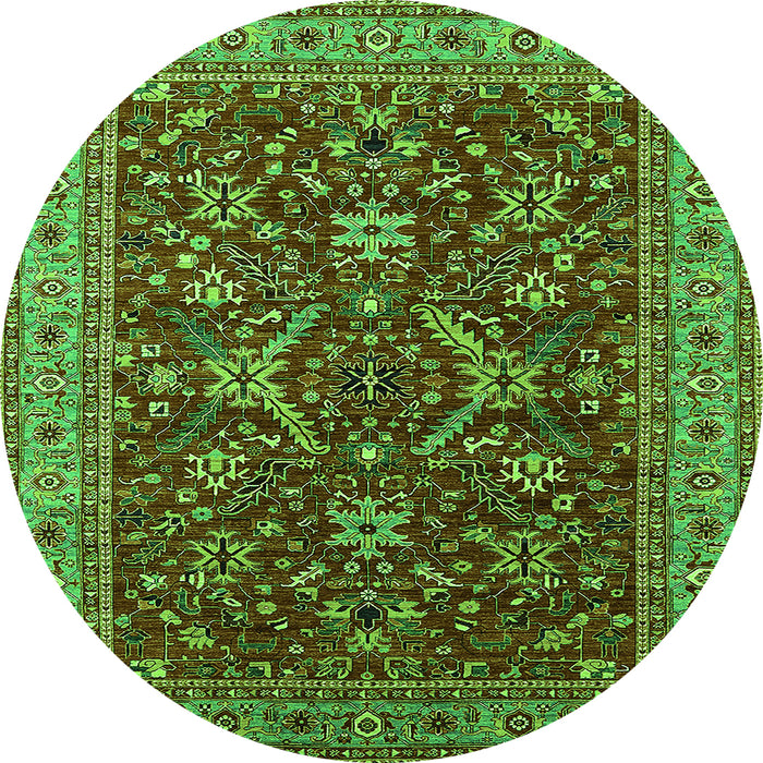 Round Oriental Green Industrial Rug, urb2374grn