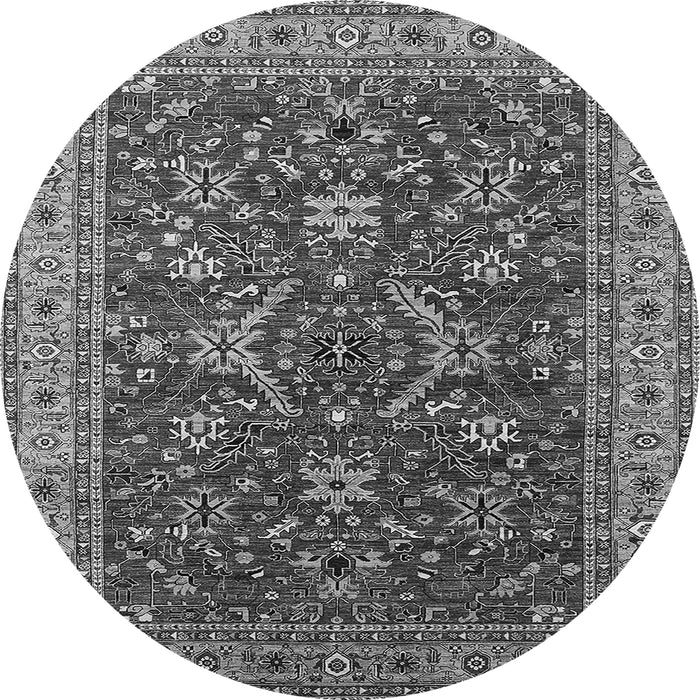 Round Oriental Gray Industrial Rug, urb2374gry