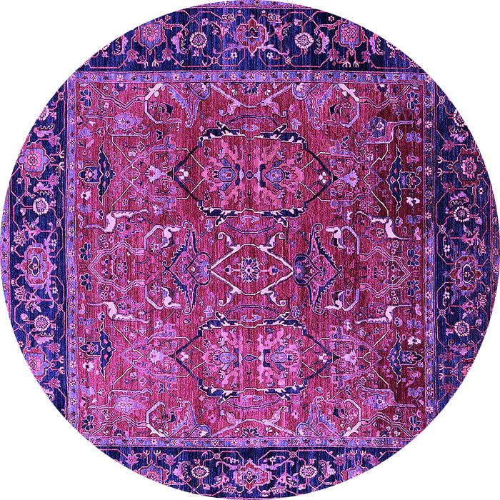 Round Machine Washable Oriental Purple Industrial Area Rugs, wshurb2375pur