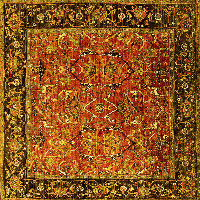 Square Oriental Yellow Industrial Rug, urb2375yw