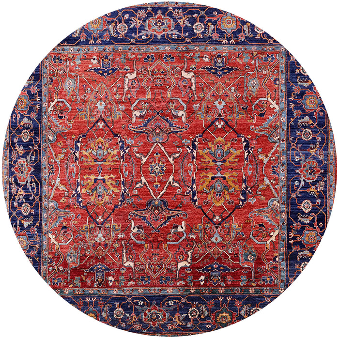 Round Mid-Century Modern Rose Purple Oriental Rug, urb2375