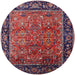 Round Mid-Century Modern Rose Purple Oriental Rug, urb2375