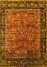 Machine Washable Oriental Yellow Industrial Rug, wshurb2375yw