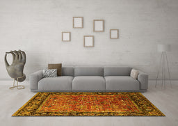 Machine Washable Oriental Yellow Industrial Rug in a Living Room, wshurb2375yw