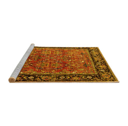 Sideview of Machine Washable Oriental Yellow Industrial Rug, wshurb2375yw