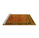 Sideview of Machine Washable Oriental Yellow Industrial Rug, wshurb2375yw