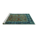 Sideview of Machine Washable Oriental Turquoise Industrial Area Rugs, wshurb2375turq