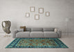 Machine Washable Oriental Turquoise Industrial Area Rugs in a Living Room,, wshurb2375turq