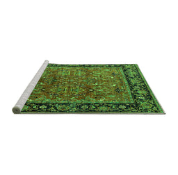 Sideview of Machine Washable Oriental Green Industrial Area Rugs, wshurb2375grn