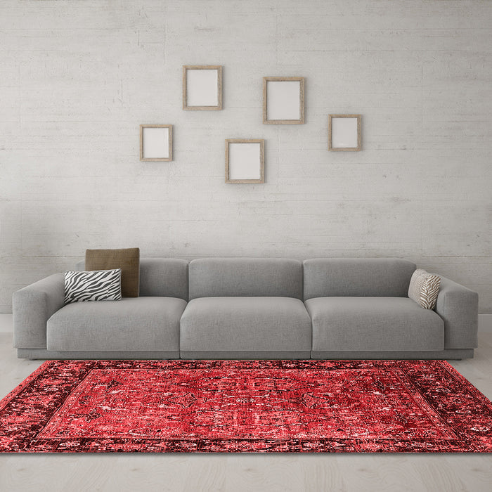 Industrial Red Washable Rugs