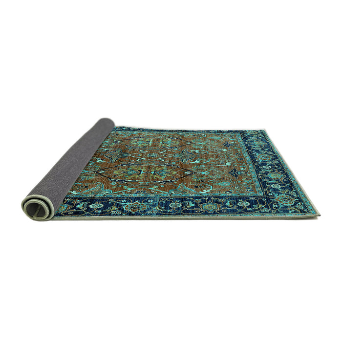Sideview of Oriental Turquoise Industrial Rug, urb2375turq