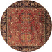 Round Oriental Brown Industrial Rug, urb2375brn