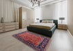 Mid-Century Modern Rose Purple Oriental Rug in a Bedroom, urb2375