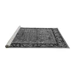 Sideview of Machine Washable Oriental Gray Industrial Rug, wshurb2375gry