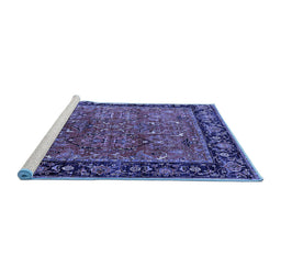Sideview of Machine Washable Oriental Blue Industrial Rug, wshurb2375blu