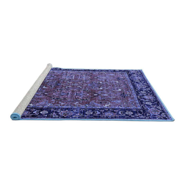 Sideview of Machine Washable Oriental Blue Industrial Rug, wshurb2375blu