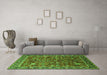 Machine Washable Oriental Green Industrial Area Rugs in a Living Room,, wshurb2376grn