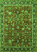 Machine Washable Oriental Green Industrial Area Rugs, wshurb2376grn