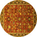 Round Oriental Yellow Industrial Rug, urb2376yw