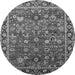 Round Machine Washable Oriental Gray Industrial Rug, wshurb2376gry