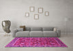 Machine Washable Oriental Pink Industrial Rug in a Living Room, wshurb2376pnk