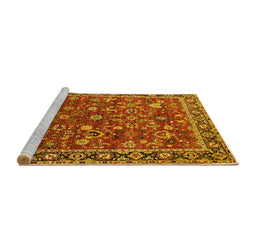 Sideview of Machine Washable Oriental Yellow Industrial Rug, wshurb2376yw