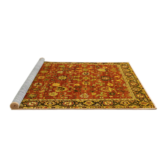 Sideview of Machine Washable Oriental Yellow Industrial Rug, wshurb2376yw