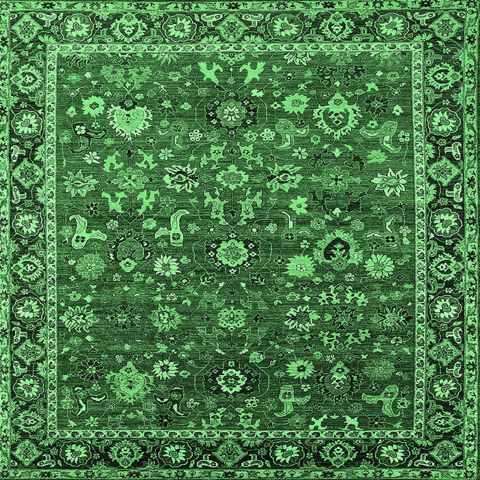Square Machine Washable Oriental Emerald Green Industrial Area Rugs, wshurb2376emgrn