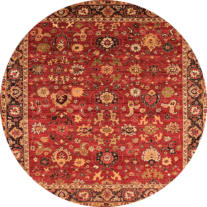 Round Oriental Orange Industrial Rug, urb2376org