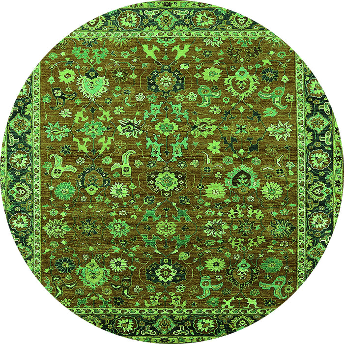 Round Oriental Green Industrial Rug, urb2376grn