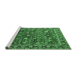 Sideview of Machine Washable Oriental Emerald Green Industrial Area Rugs, wshurb2376emgrn