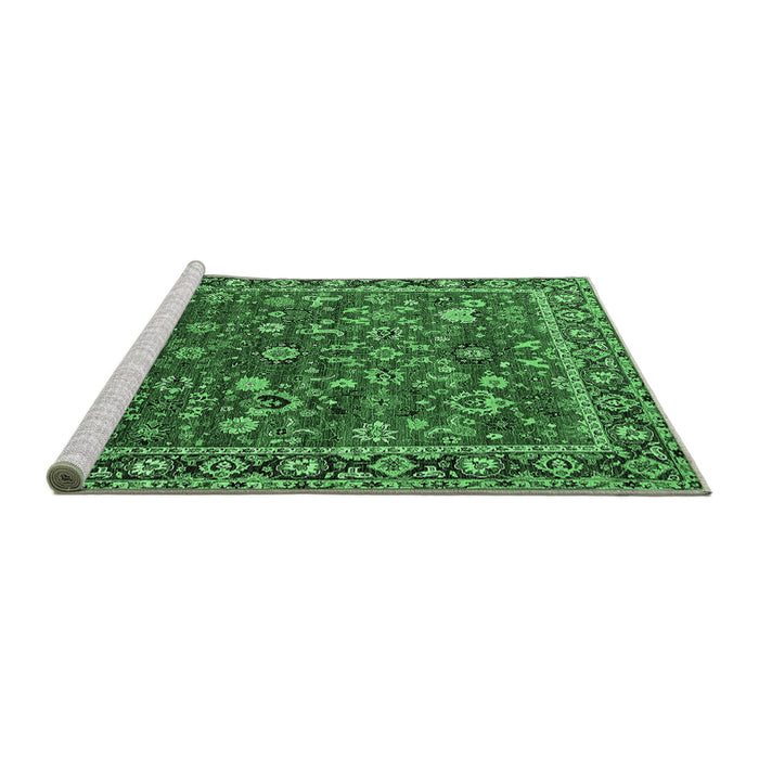 Sideview of Machine Washable Oriental Emerald Green Industrial Area Rugs, wshurb2376emgrn