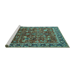 Sideview of Machine Washable Oriental Turquoise Industrial Area Rugs, wshurb2376turq