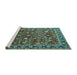 Sideview of Machine Washable Oriental Turquoise Industrial Area Rugs, wshurb2376turq