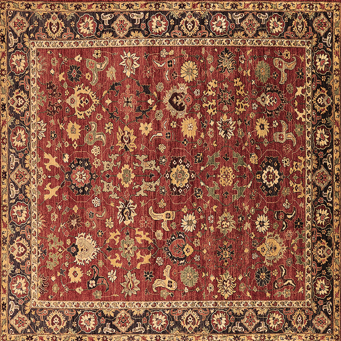 Square Machine Washable Oriental Brown Industrial Rug, wshurb2376brn