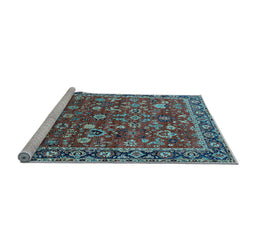 Sideview of Machine Washable Oriental Light Blue Industrial Rug, wshurb2376lblu