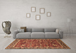 Machine Washable Oriental Brown Industrial Rug in a Living Room,, wshurb2376brn