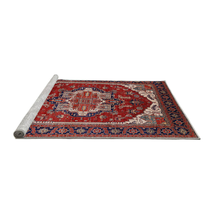Sideview of Machine Washable Industrial Modern Cranberry Red Rug, wshurb2377