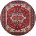 Round Machine Washable Industrial Modern Cranberry Red Rug, wshurb2377