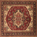 Square Machine Washable Oriental Brown Industrial Rug, wshurb2377brn