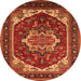 Round Machine Washable Oriental Orange Industrial Area Rugs, wshurb2377org