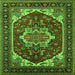 Square Machine Washable Oriental Green Industrial Area Rugs, wshurb2377grn