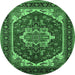 Round Oriental Emerald Green Industrial Rug, urb2377emgrn