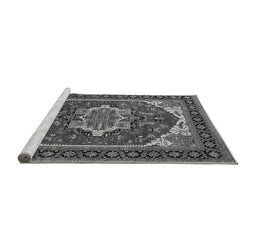 Sideview of Machine Washable Oriental Gray Industrial Rug, wshurb2377gry